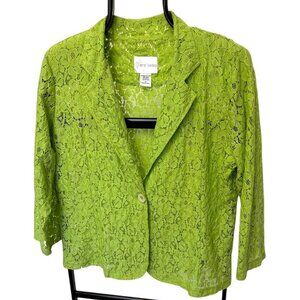 ERIN LONDON Lace Jacket Blazer Style Green Size Medium